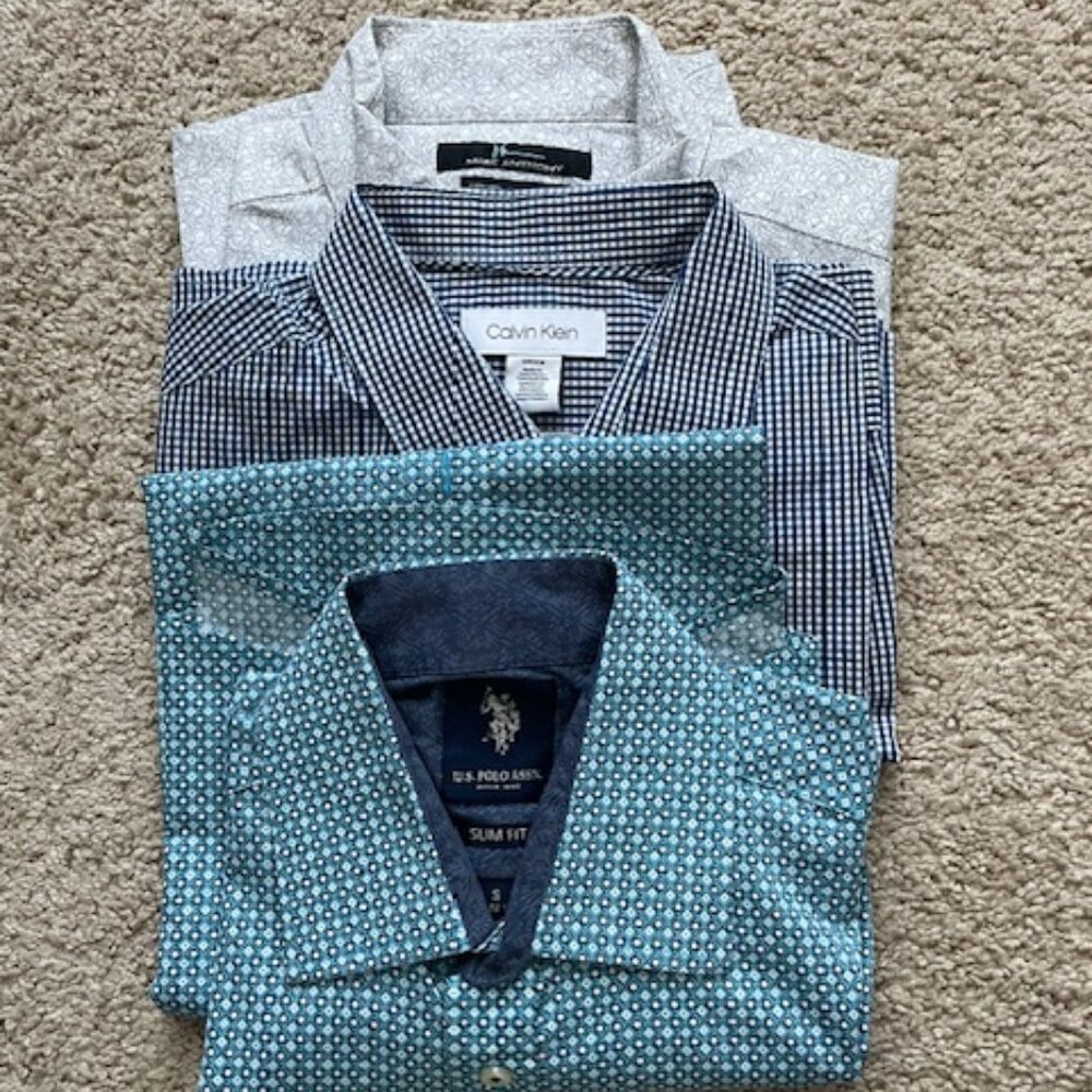 Set of 3 Branded  Slim Fit shirts(U.S Polo ,Calvin Klien, Marc Anthony)